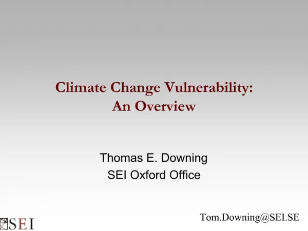 Climate Change Vulnerability: An Overview