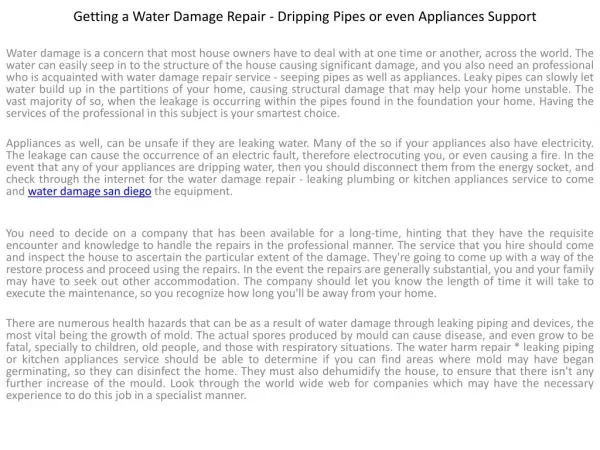 Getting a Water Damage Repair