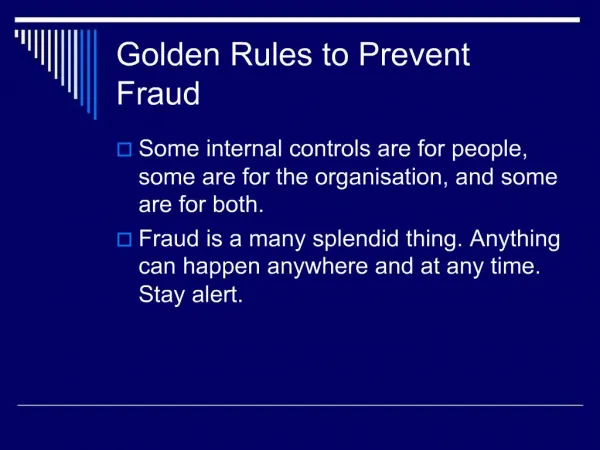 Golden Rules to Prevent Fraud
