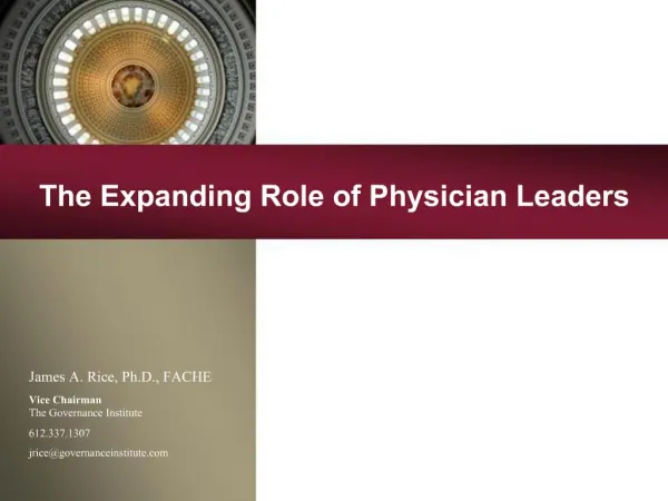 The Expanding Role of Physician Leaders