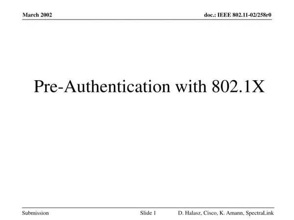 Pre-Authentication with 802.1X