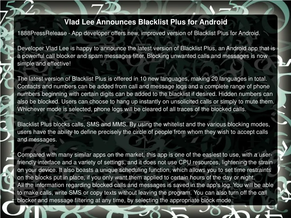 vlad lee announces blacklist plus for android