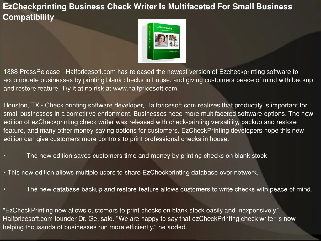 ezcheckprinting business check writer