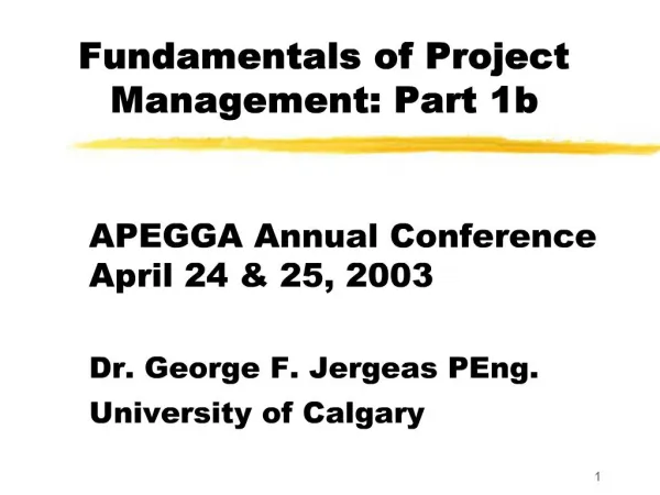 Fundamentals of Project Management: Part 1b