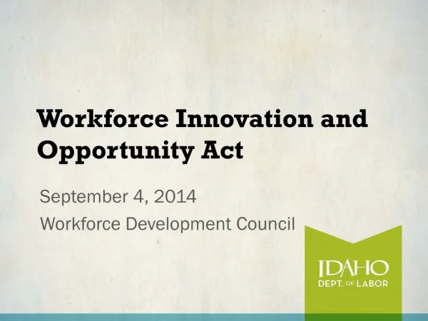 Workforce Innovation and Opportunity Act