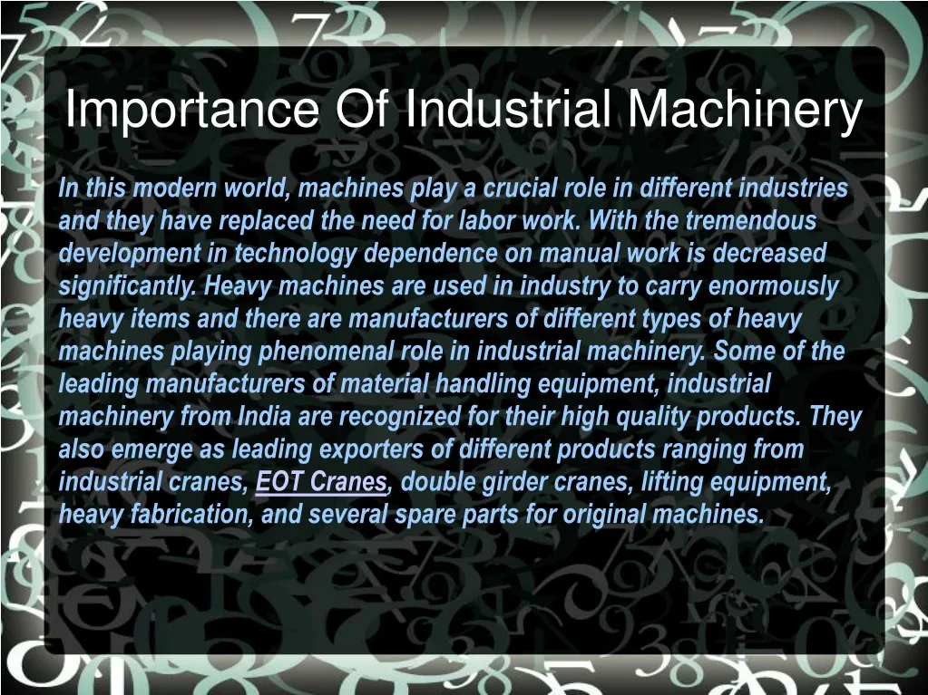 importance of industrial machinery