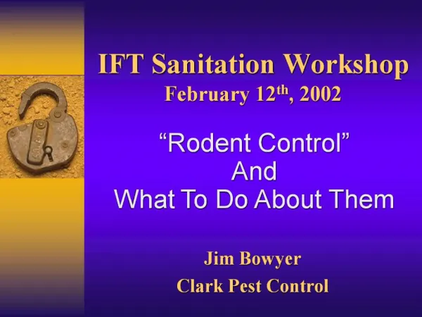 IFT Sanitation Workshop February 12th, 2002