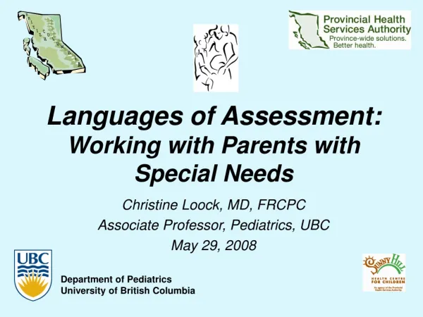 Languages of Assessment: Working with Parents with Special Needs