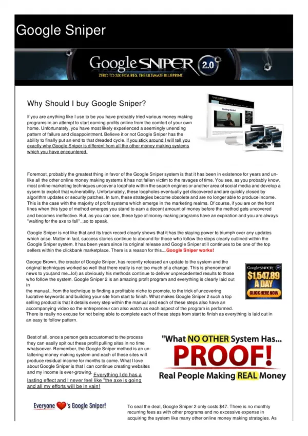 Buy Google Sniper for Guaranteed Online Earnings