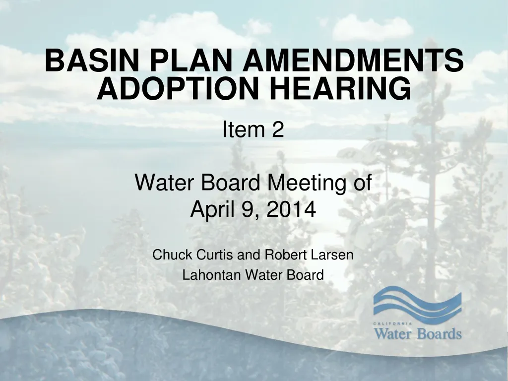 basin plan amendments adoption hearing