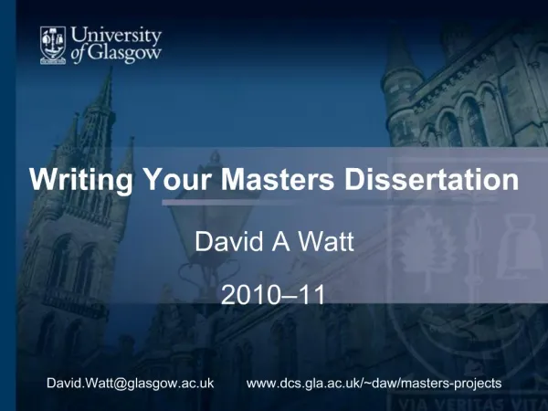 Writing Your Masters Dissertation