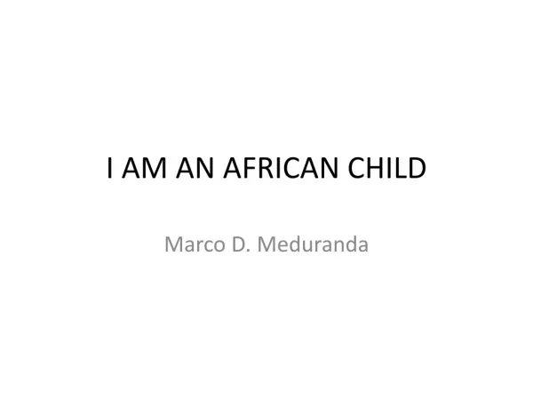 I am an African Lesson