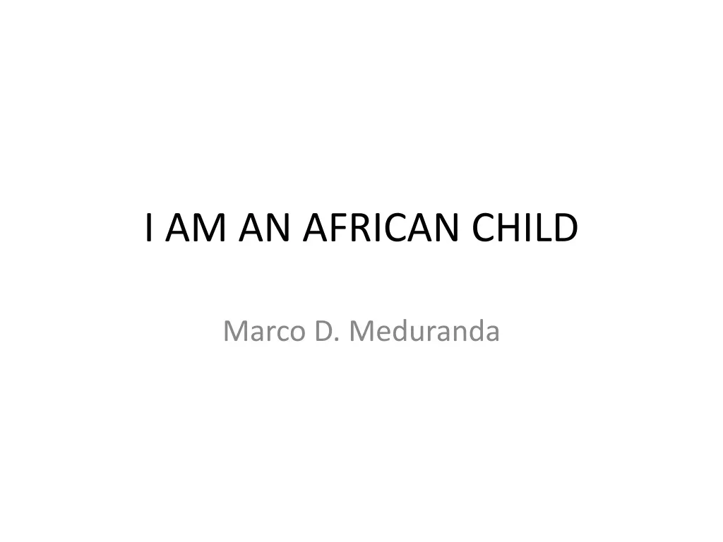 i am an african child