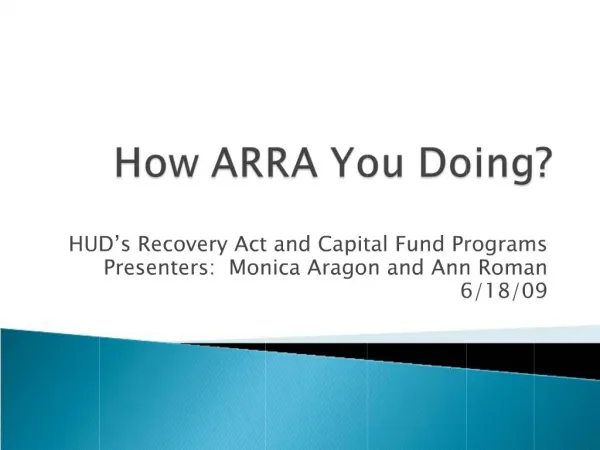How ARRA You Doing