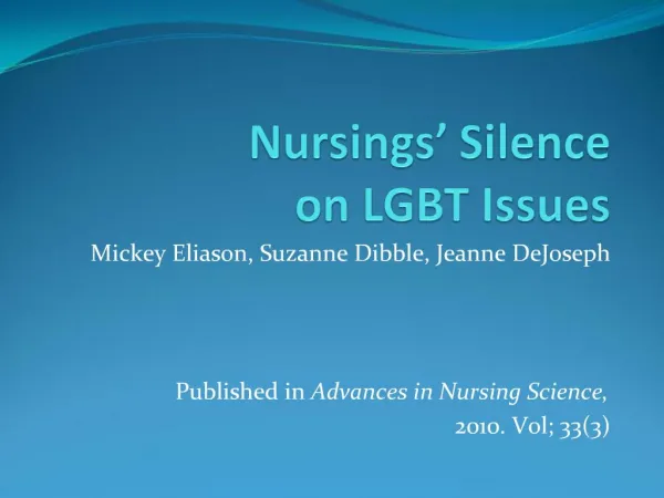 Nursings Silence on LGBT Issues