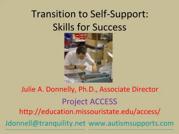 Transition to Self-Support: Skills for Success