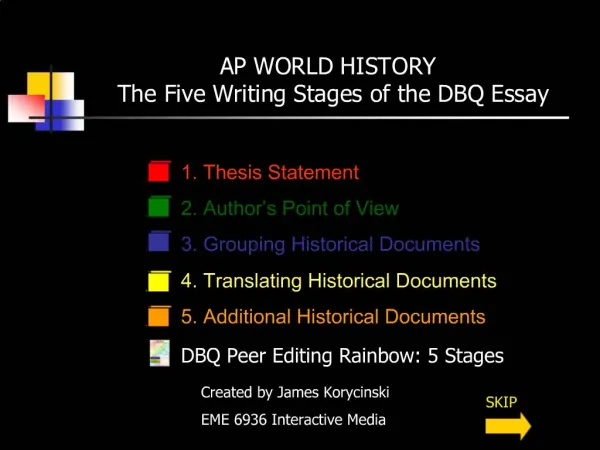 AP WORLD HISTORY The Five Writing Stages of the DBQ Essay