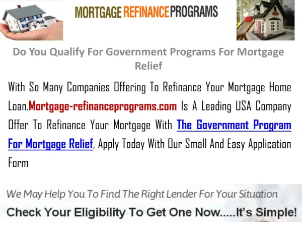 Do You Qualify For Government Programs For Mortgage Relief