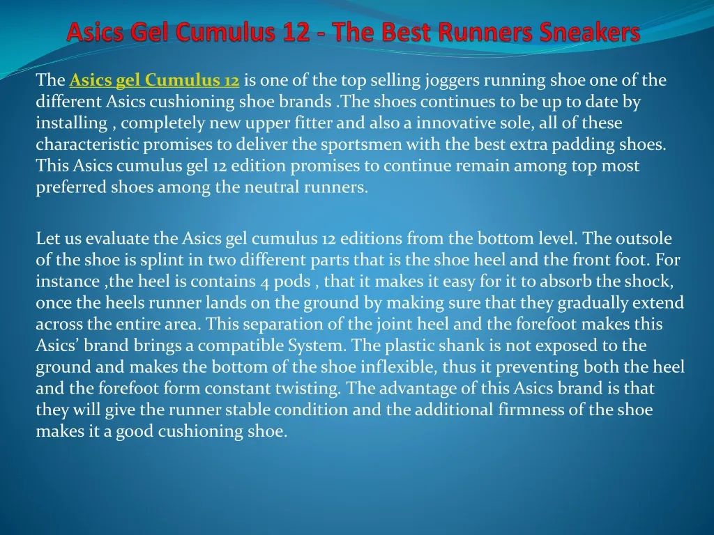 asics gel cumulus 12 the best runners sneakers