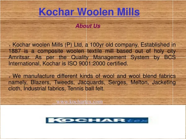 Woolen Fabrics at Kochar Wollen Mills