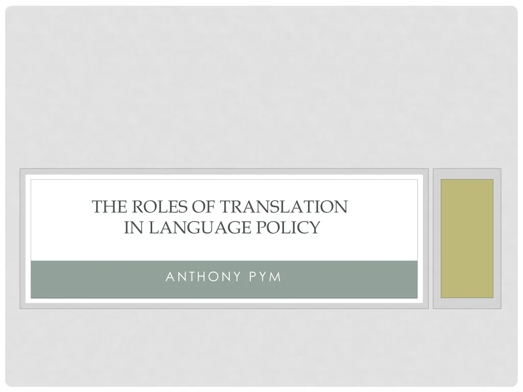 the roles of translation in language policy