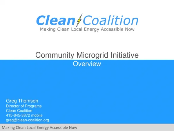 Community Microgrid Initiative Overview
