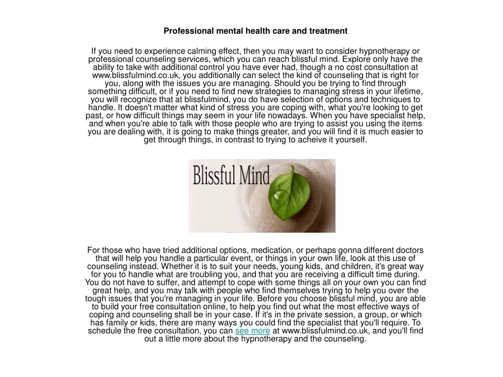 professional mental health care and treatment