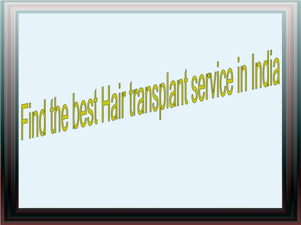 Find the best Hair transplant service in India