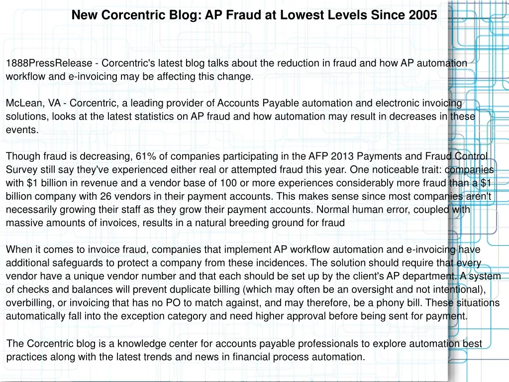 new corcentric blog ap fraud at lowest levels