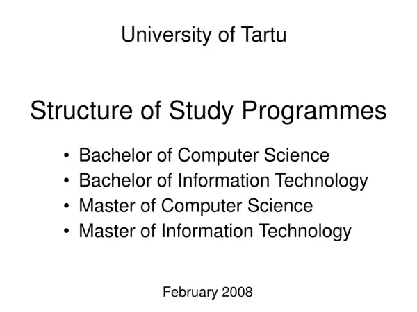 Structure of Study Programmes