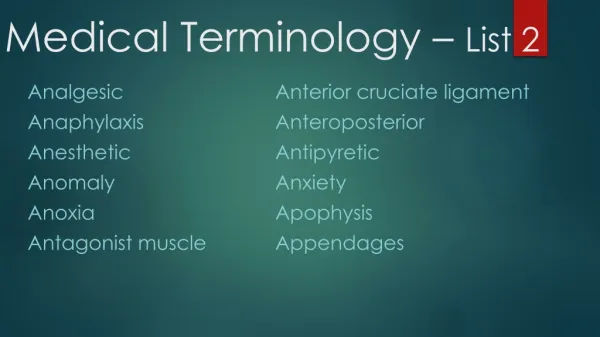 Medical Terminology – List 2