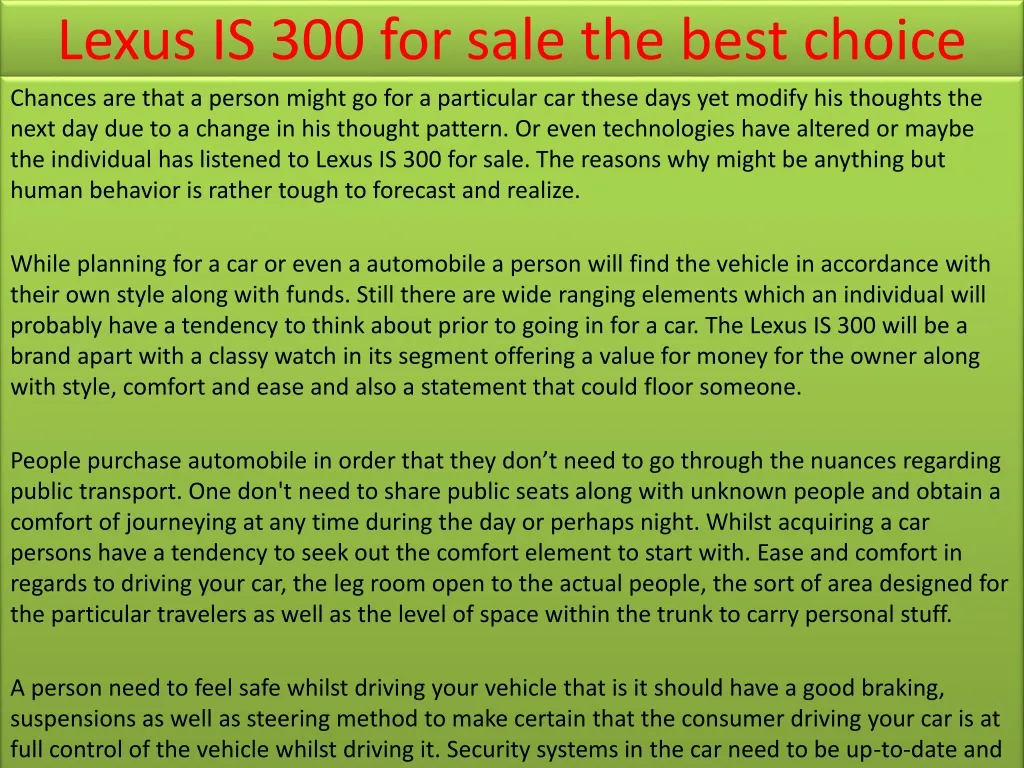 lexus is 300 for sale the best choice