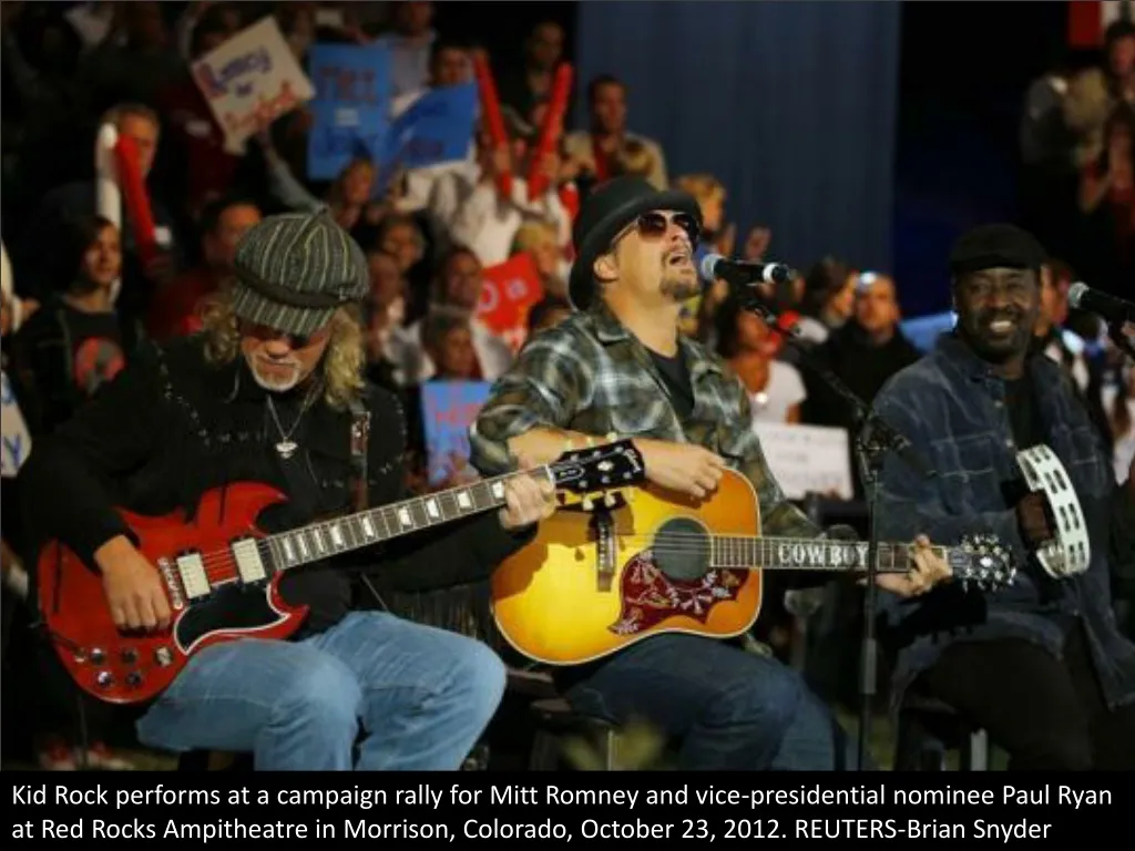 kid rock performs at a campaign rally for mitt