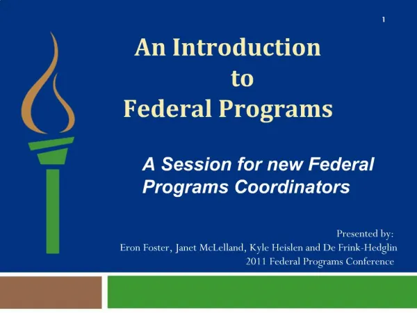 An Introduction to Federal Programs