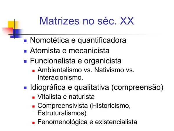 Matrizes no s c. XX