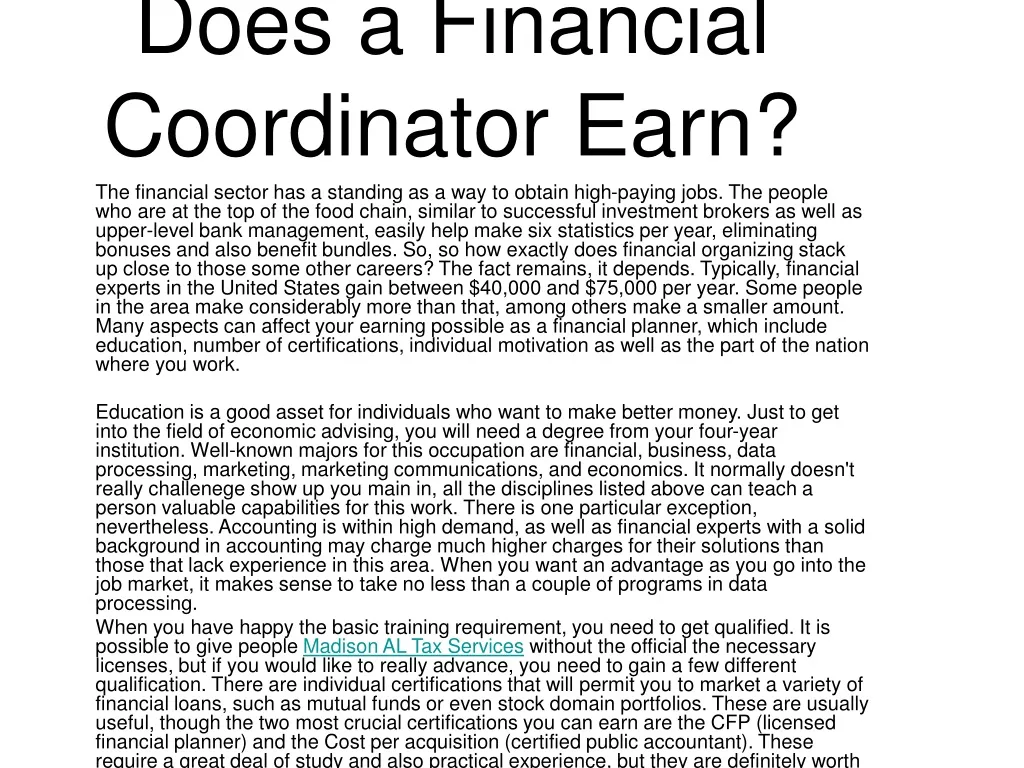 how much money does a financial coordinator earn