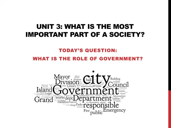 Unit 3: What is the most important part of a society?