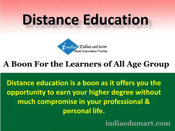 Distance Education A Boon For the Learners of All Age Group