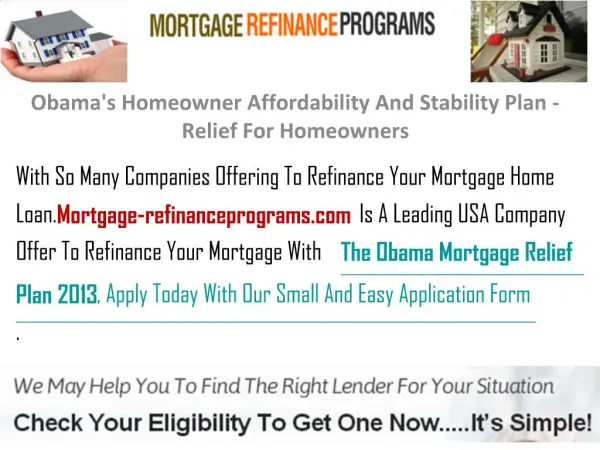 Obama's Homeowner Affordability And Stability Plan