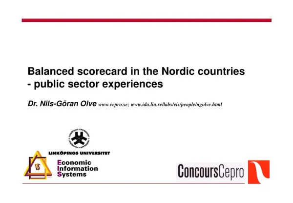 Balanced scorecard in the Nordic countries - public sector experiences