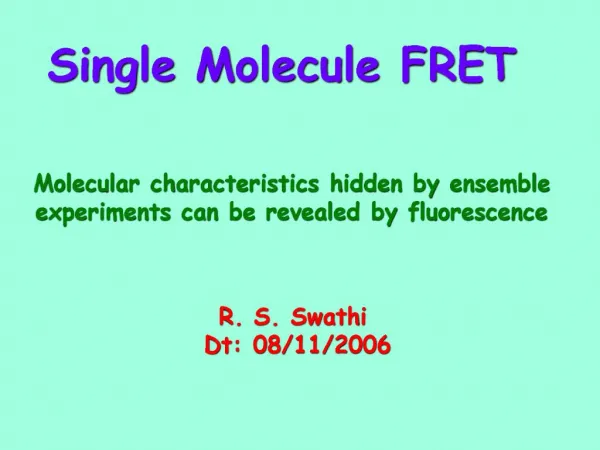 Single Molecule FRET