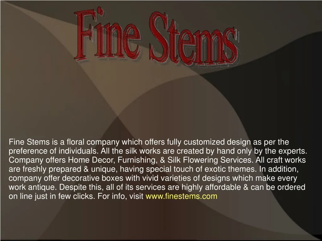fine stems is a floral company which offers fully