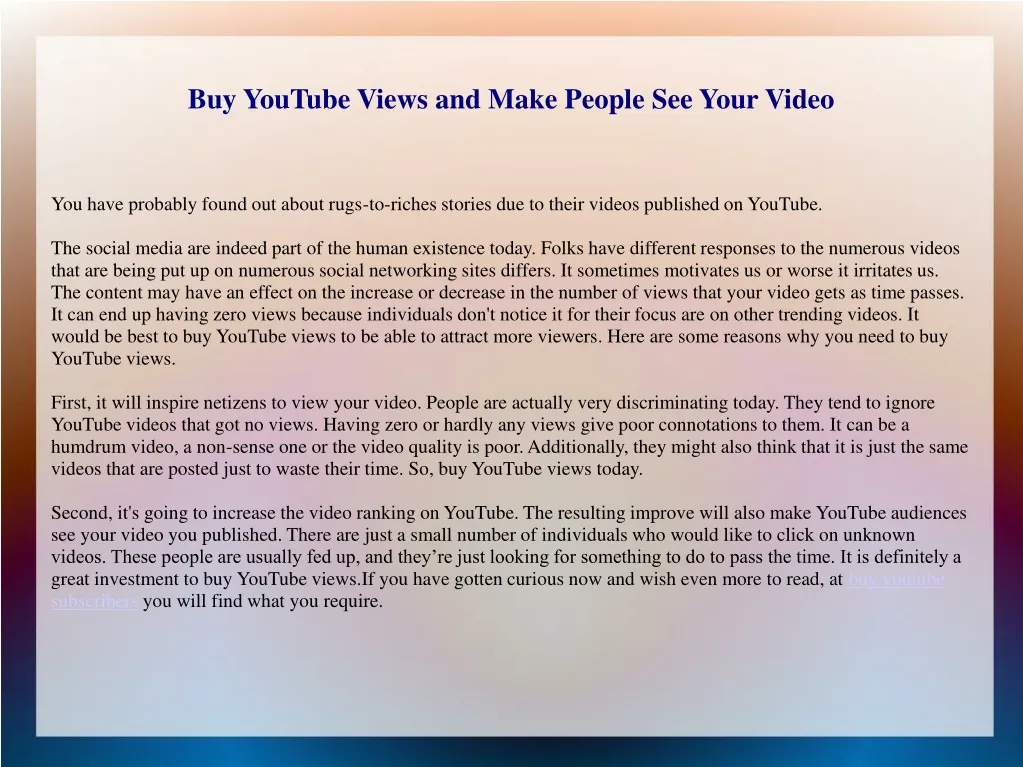 buy youtube views and make people see your video