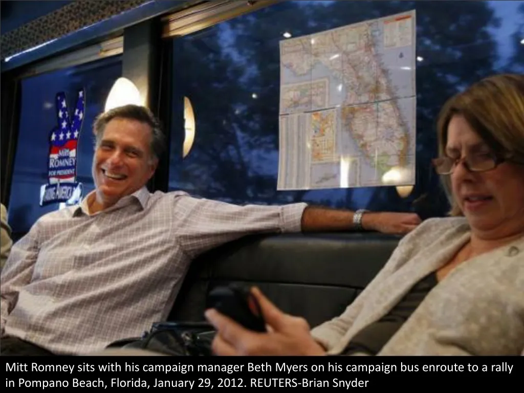 mitt romney sits with his campaign manager beth