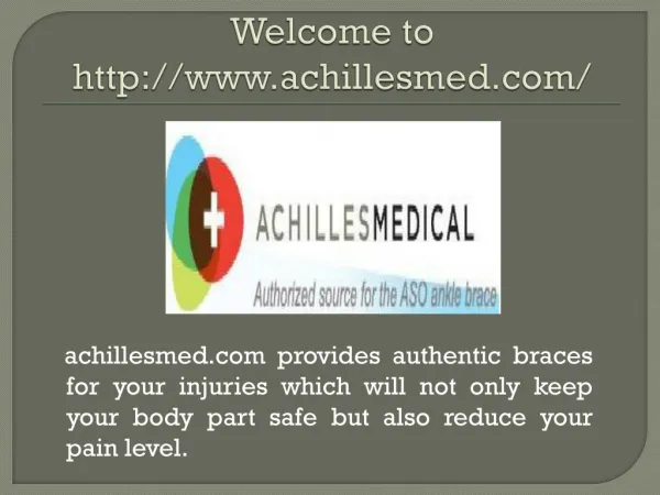 Visit For any information related achillesmed.com
