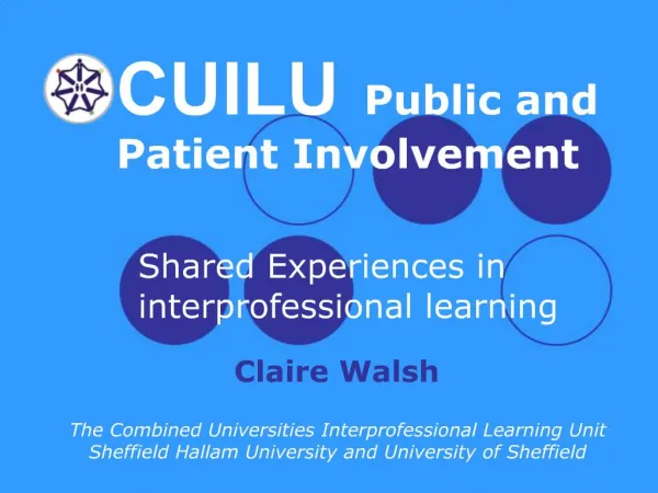 CUILU Public and Patient Involvement