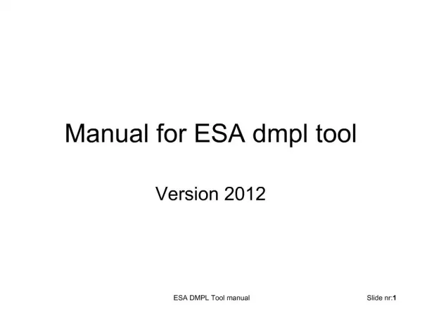 Manual for ESA dmpl tool