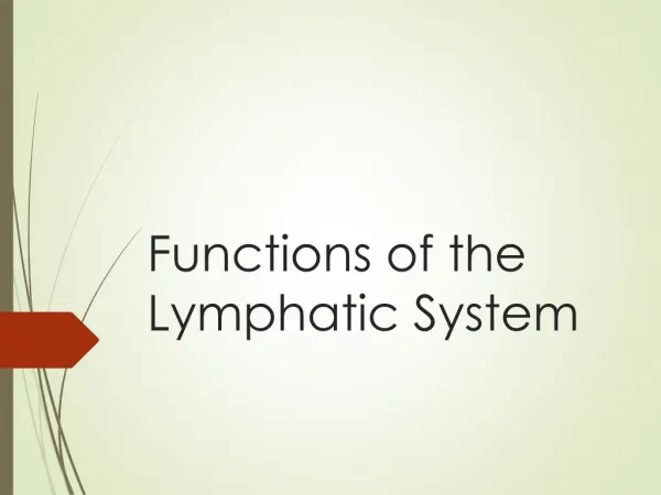 Functions of the Lymphatic System