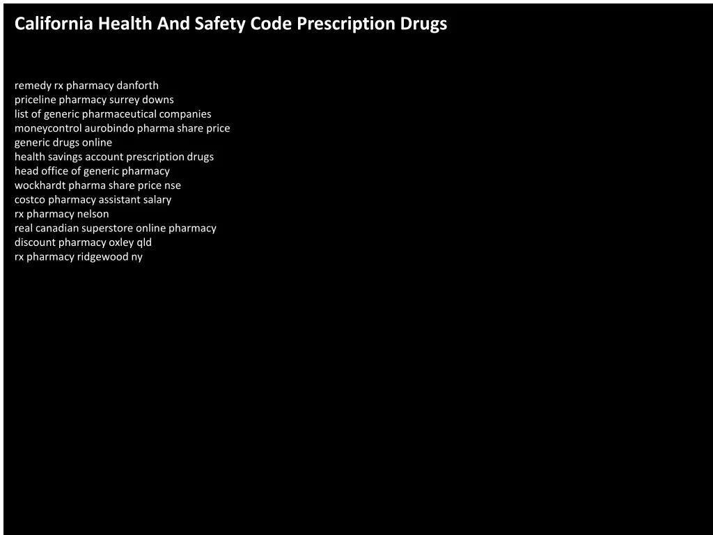 california health and safety code prescription