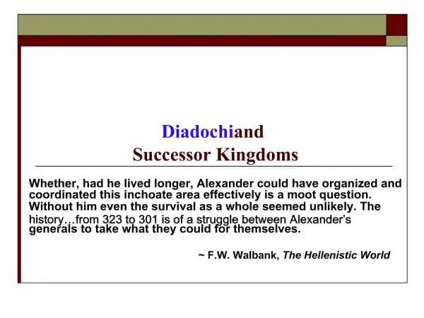 Diadochi and Successor Kingdoms